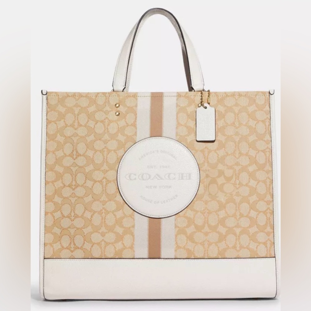 Coach Dempsey Tote Bag 40 In Signature Jacquard With Stripes EUC - Picture 2 of 9